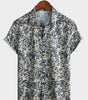 Men's Short Sleeve Casual Shirt, Floral Pattern, Perfect for Parties