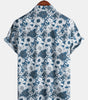 Men's Retro Short Sleeve Sunflower Print Shirt