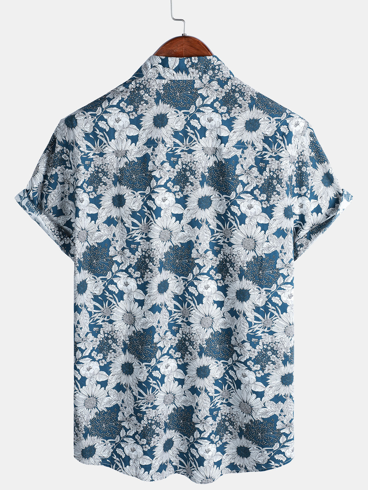 Men's Retro Short Sleeve Sunflower Print Shirt