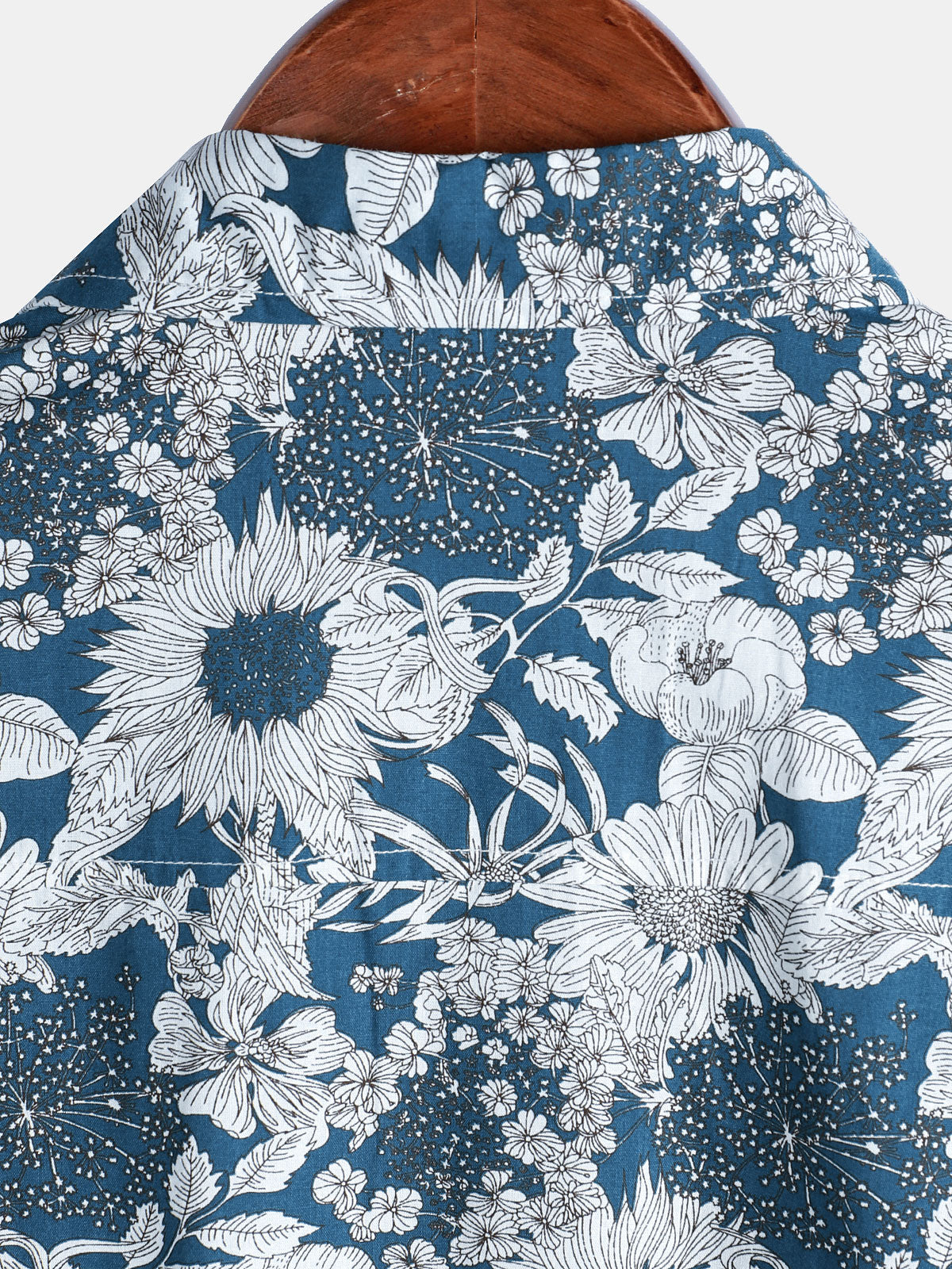 Men's Retro Short Sleeve Sunflower Print Shirt