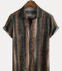 Men's Casual Short Sleeve Shirt, Retro Striped Print, Ideal for Parties