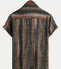 Men's Casual Short Sleeve Shirt, Retro Striped Print, Ideal for Parties