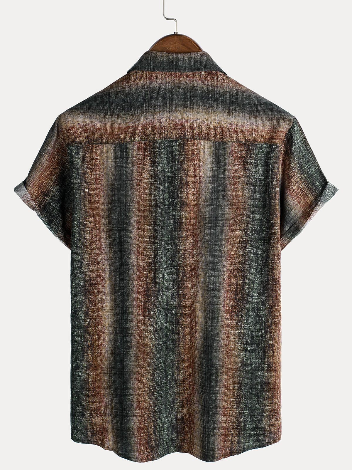 Men's Casual Short Sleeve Shirt, Retro Striped Print, Ideal for Parties