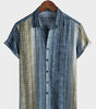 Men's Retro Gradient Striped Short Sleeve Shirt