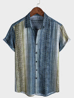 Men's Retro Gradient Striped Short Sleeve Shirt