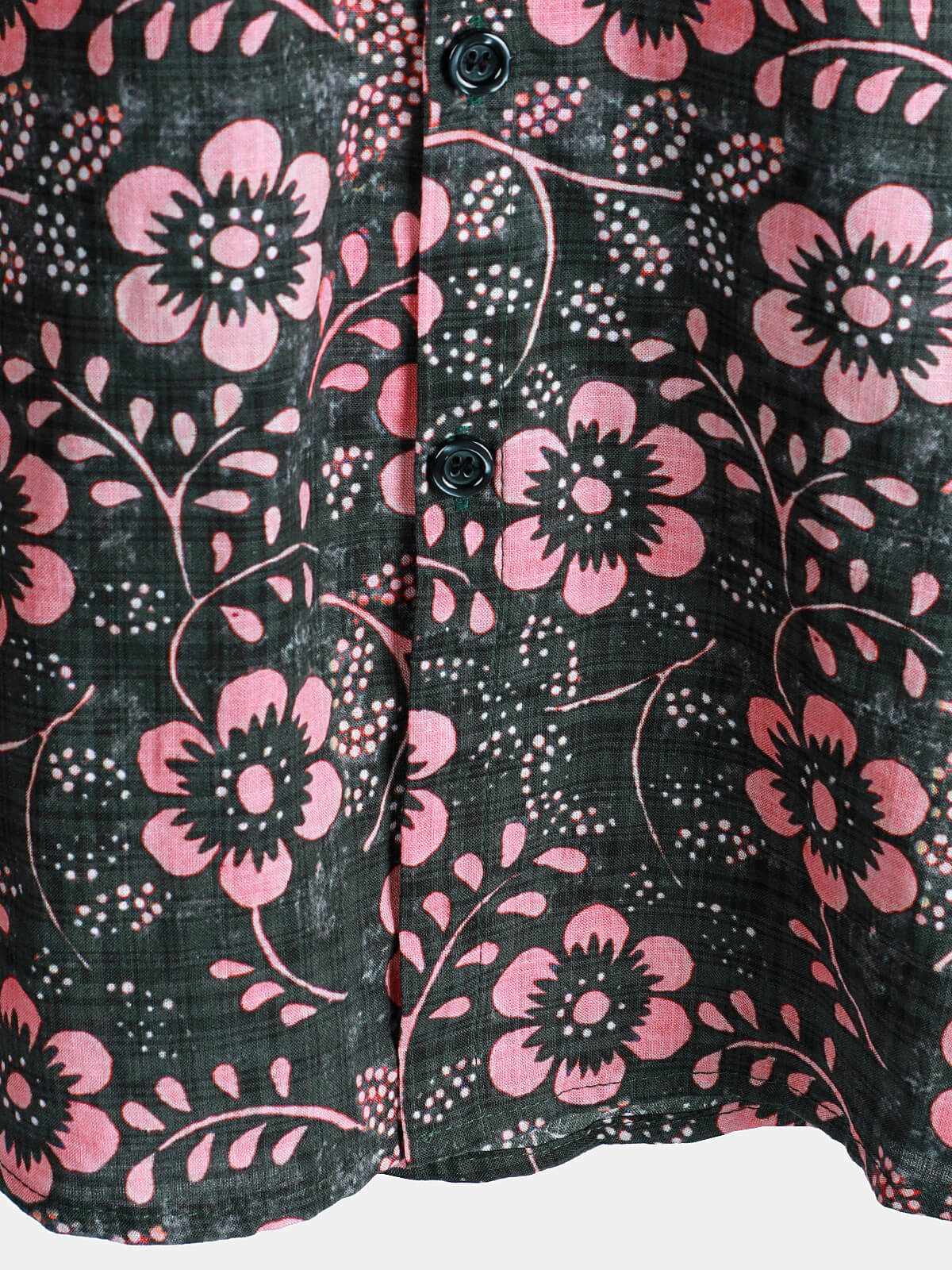Short-sleeved Hawaiian shirt with pink floral pockets for men