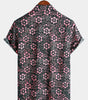 Short-sleeved Hawaiian shirt with pink floral pockets for men
