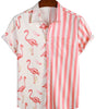 Summer Striped Shirt with Pockets and Flamingo Stripes