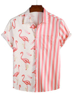 Summer Striped Shirt with Pockets and Flamingo Stripes