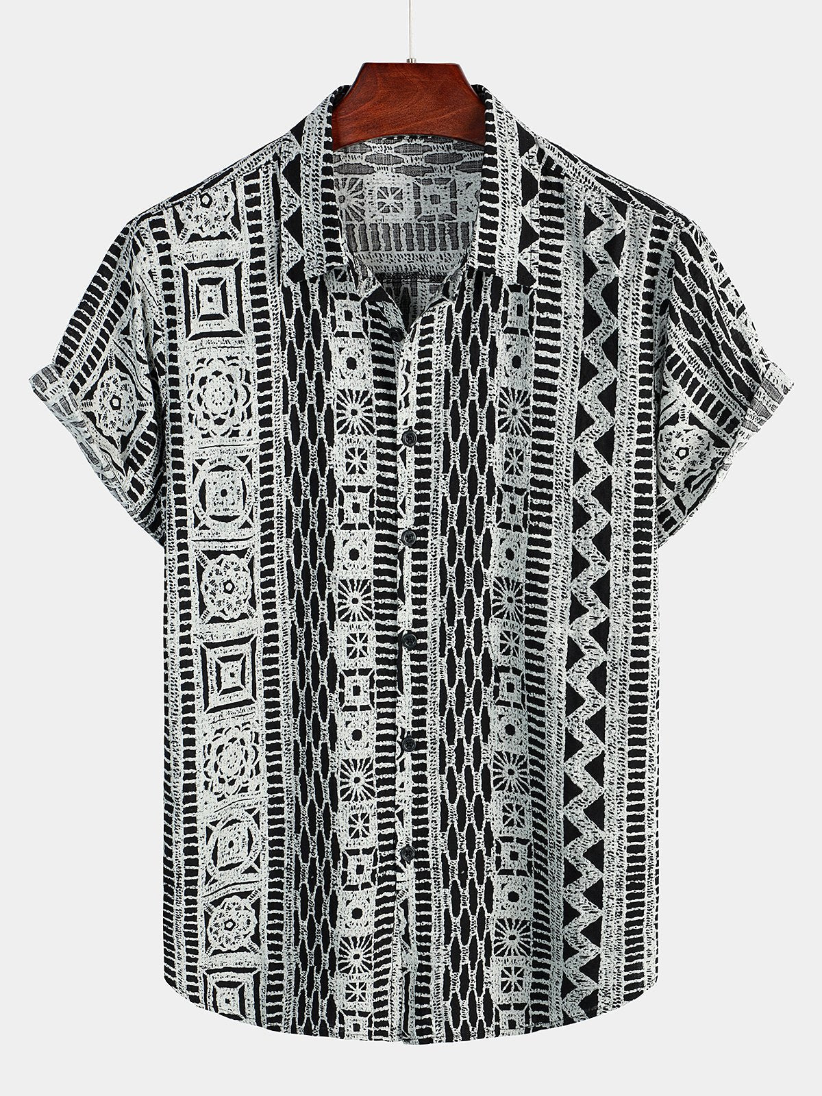 Men's Short Sleeve Button-Up Bohemian Hawaiian Shirt