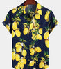 Men's Tropical Yellow Lemon Print Short Sleeve Hawaiian Shirt