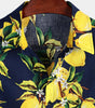 Hawaiian Beach Summer Holiday Short Sleeve Shirt with Tropical Lemon Print for Men