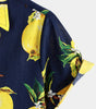 Hawaiian Beach Summer Holiday Short Sleeve Shirt with Tropical Lemon Print for Men