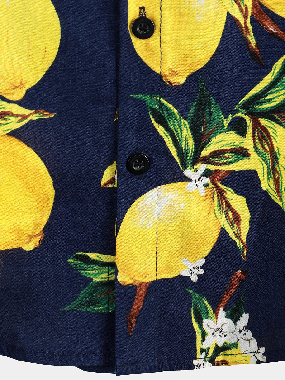 Hawaiian Beach Summer Holiday Short Sleeve Shirt with Tropical Lemon Print for Men