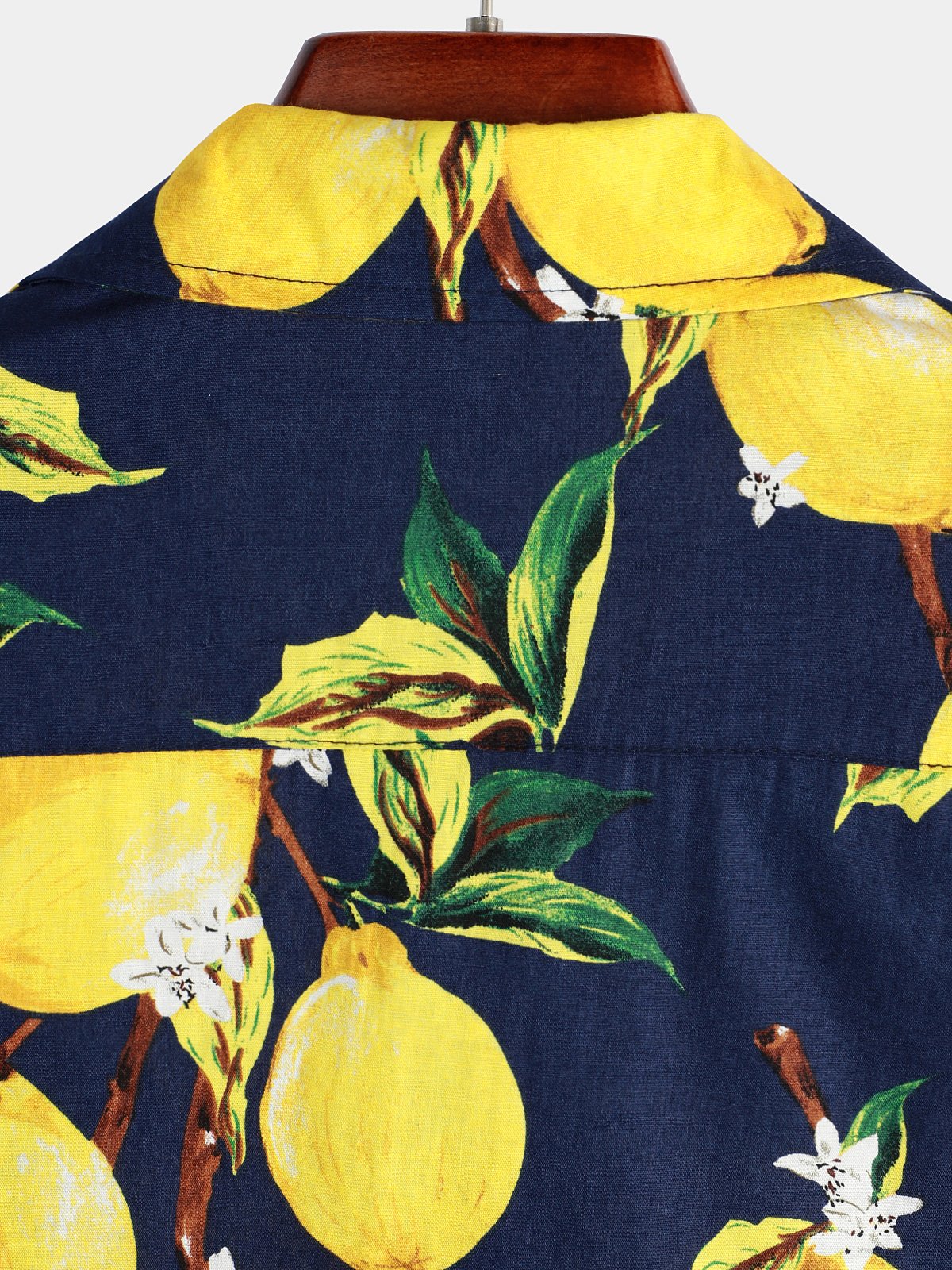 Hawaiian Beach Summer Holiday Short Sleeve Shirt with Tropical Lemon Print for Men