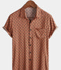 Vintage Short-Sleeved Button-Up Shirt for Men