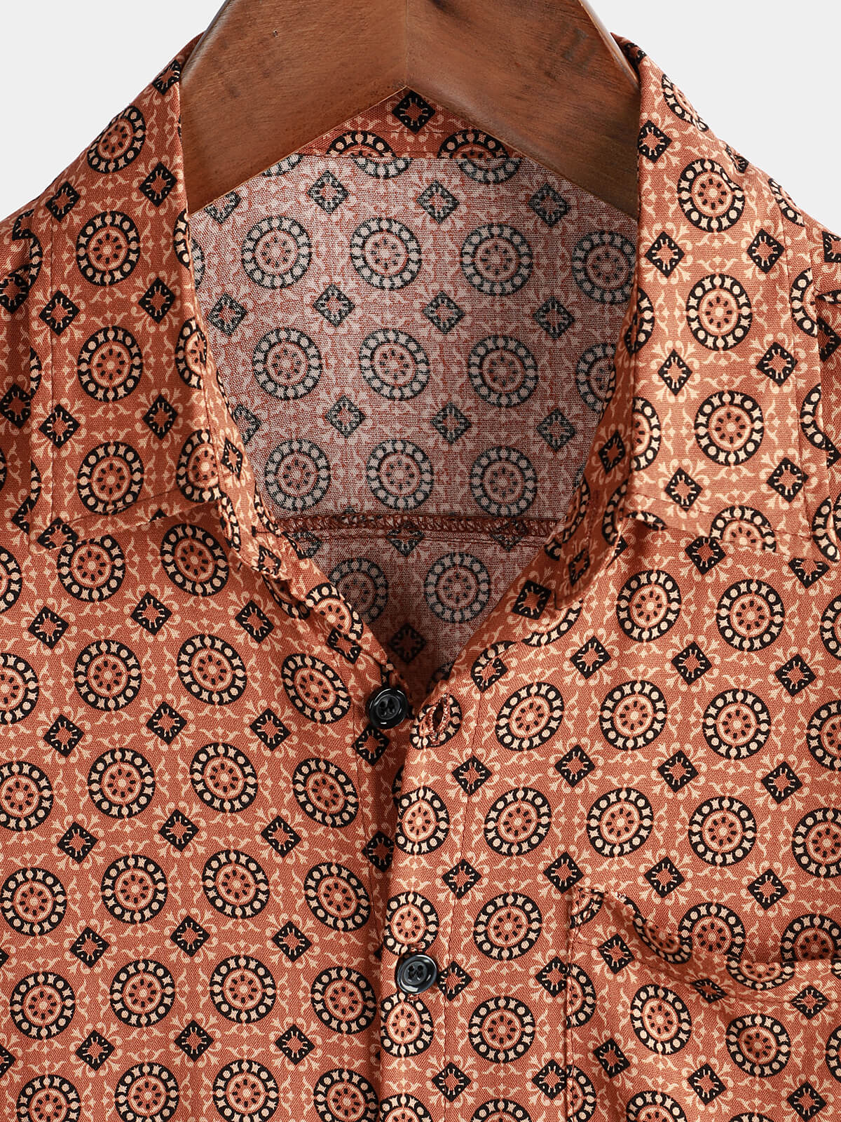 Vintage Short-Sleeved Button-Up Shirt for Men