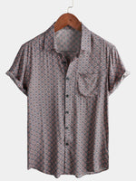 Men's Vintage Geometric Summer Beach Short Sleeve Shirt