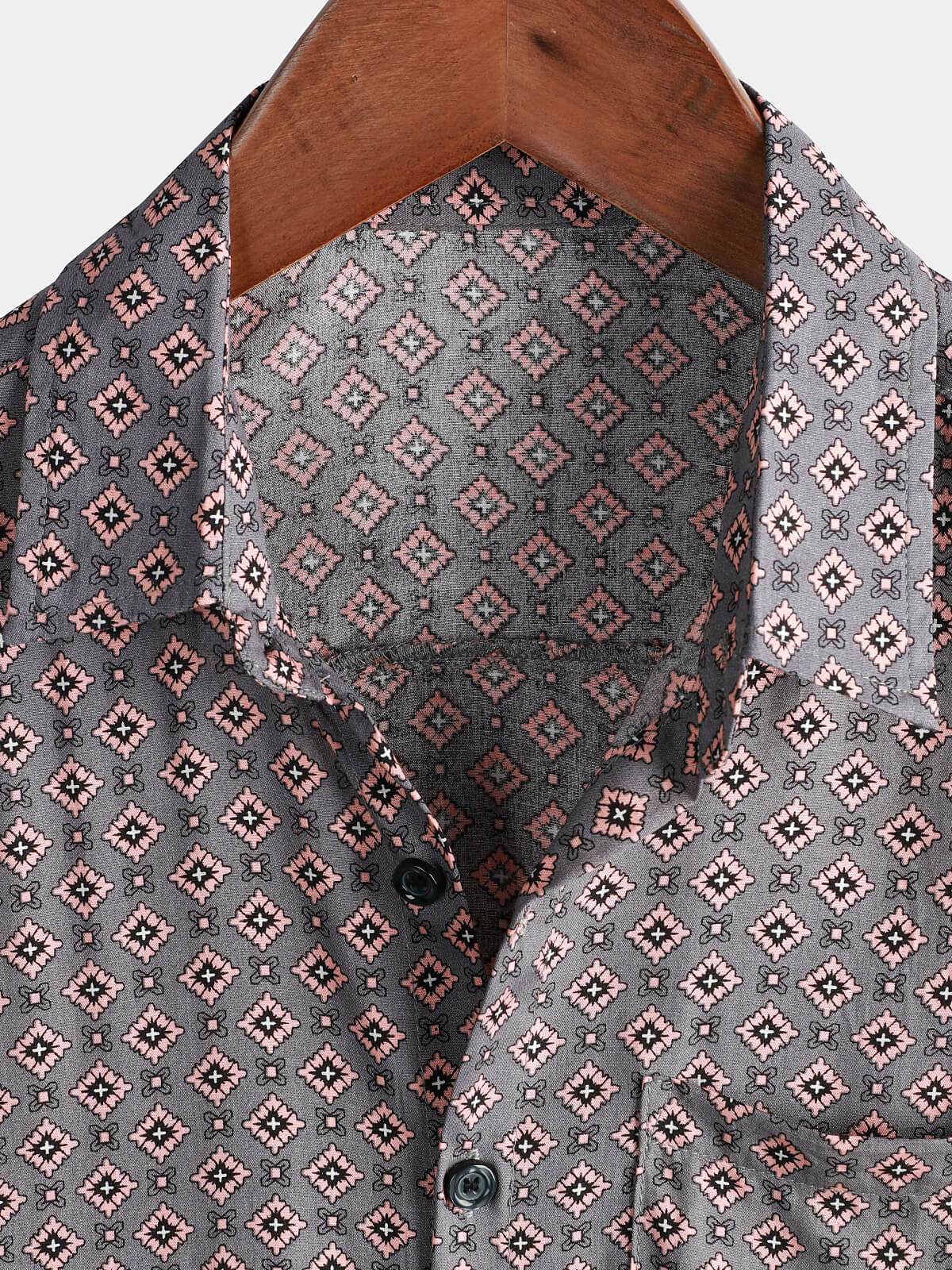 Men's Vintage Geometric Summer Beach Short Sleeve Shirt