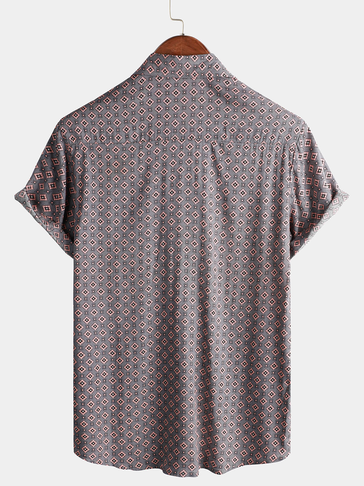 Men's Vintage Geometric Summer Beach Short Sleeve Shirt