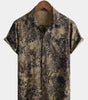 Men's Casual Vintage Short Sleeve Shirt, Retro Floral Print