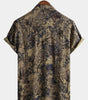 Men's Casual Vintage Short Sleeve Shirt, Retro Floral Print