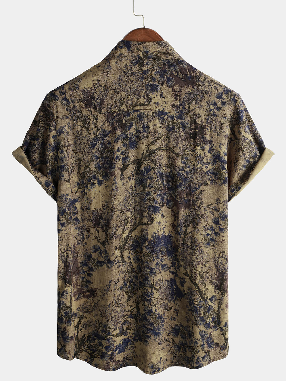 Men's Casual Vintage Short Sleeve Shirt, Retro Floral Print