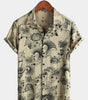 Hawaiian Short Sleeve Beach Shirt with Floral Print for Men