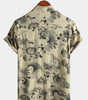 Hawaiian Short Sleeve Beach Shirt with Floral Print for Men