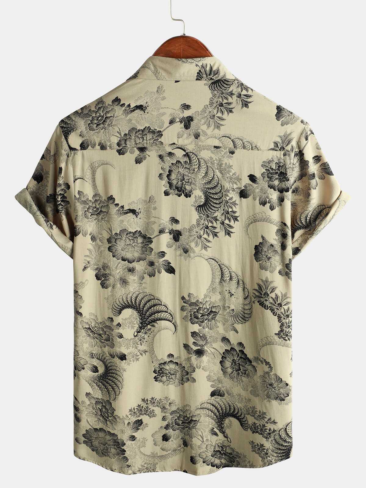 Hawaiian Short Sleeve Beach Shirt with Floral Print for Men