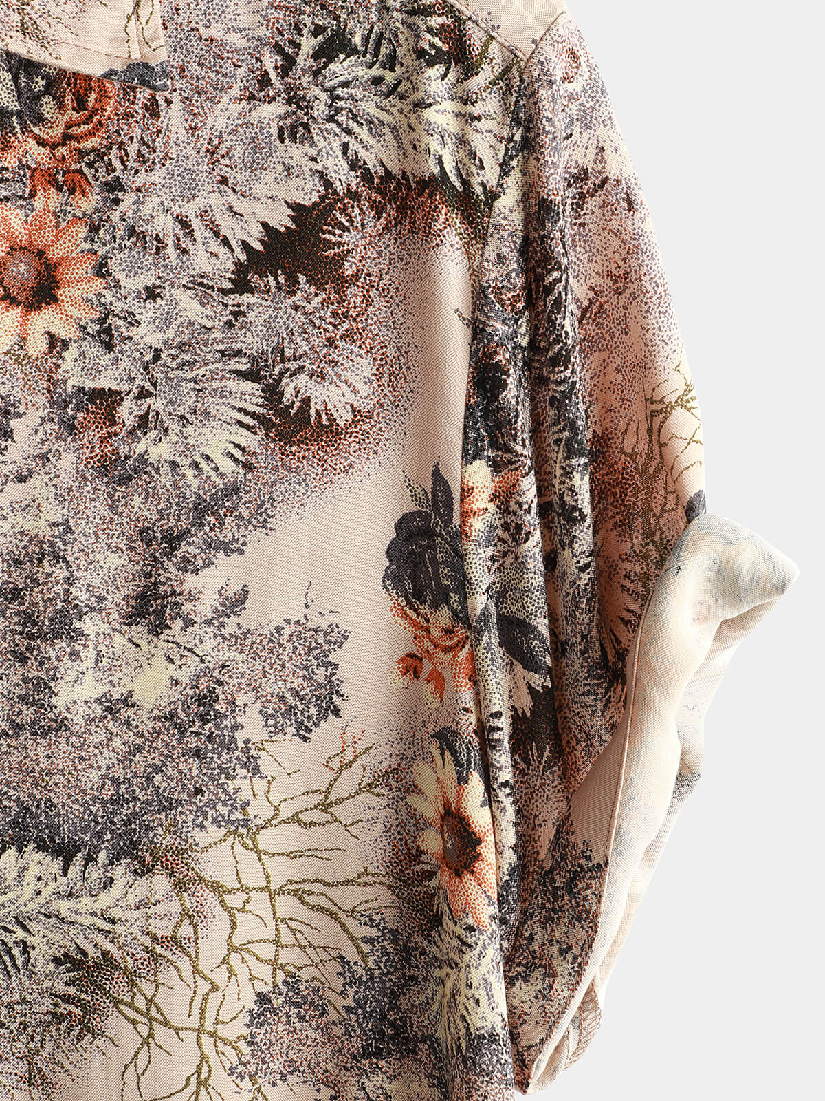 Short-Sleeved Button-Up Holiday Shirt for Men with Floral Print
