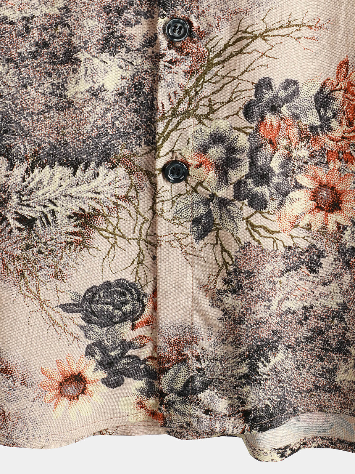 Short-Sleeved Button-Up Holiday Shirt for Men with Floral Print
