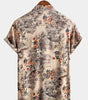 Short-Sleeved Button-Up Holiday Shirt for Men with Floral Print