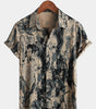 Casual Vintage Short Sleeve Men's Shirt in Retro Artistic Khaki