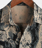 Casual Vintage Short Sleeve Men's Shirt in Retro Artistic Khaki