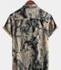 Casual Vintage Short Sleeve Men's Shirt in Retro Artistic Khaki