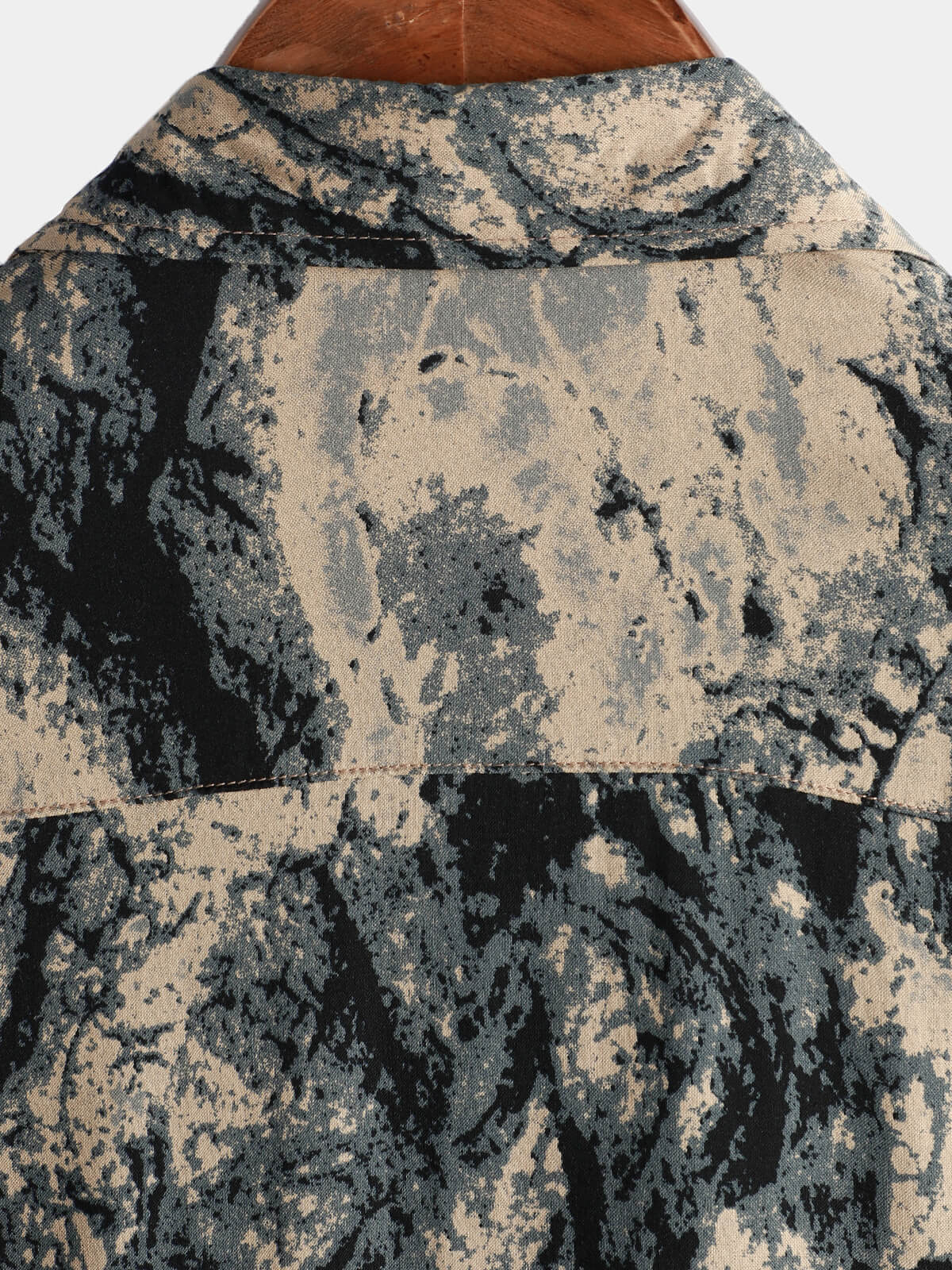Casual Vintage Short Sleeve Men's Shirt in Retro Artistic Khaki