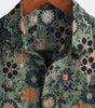 Green Cotton Hawaiian Shirt for Men, Vintage Floral Print