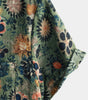 Green Cotton Hawaiian Shirt for Men, Vintage Floral Print
