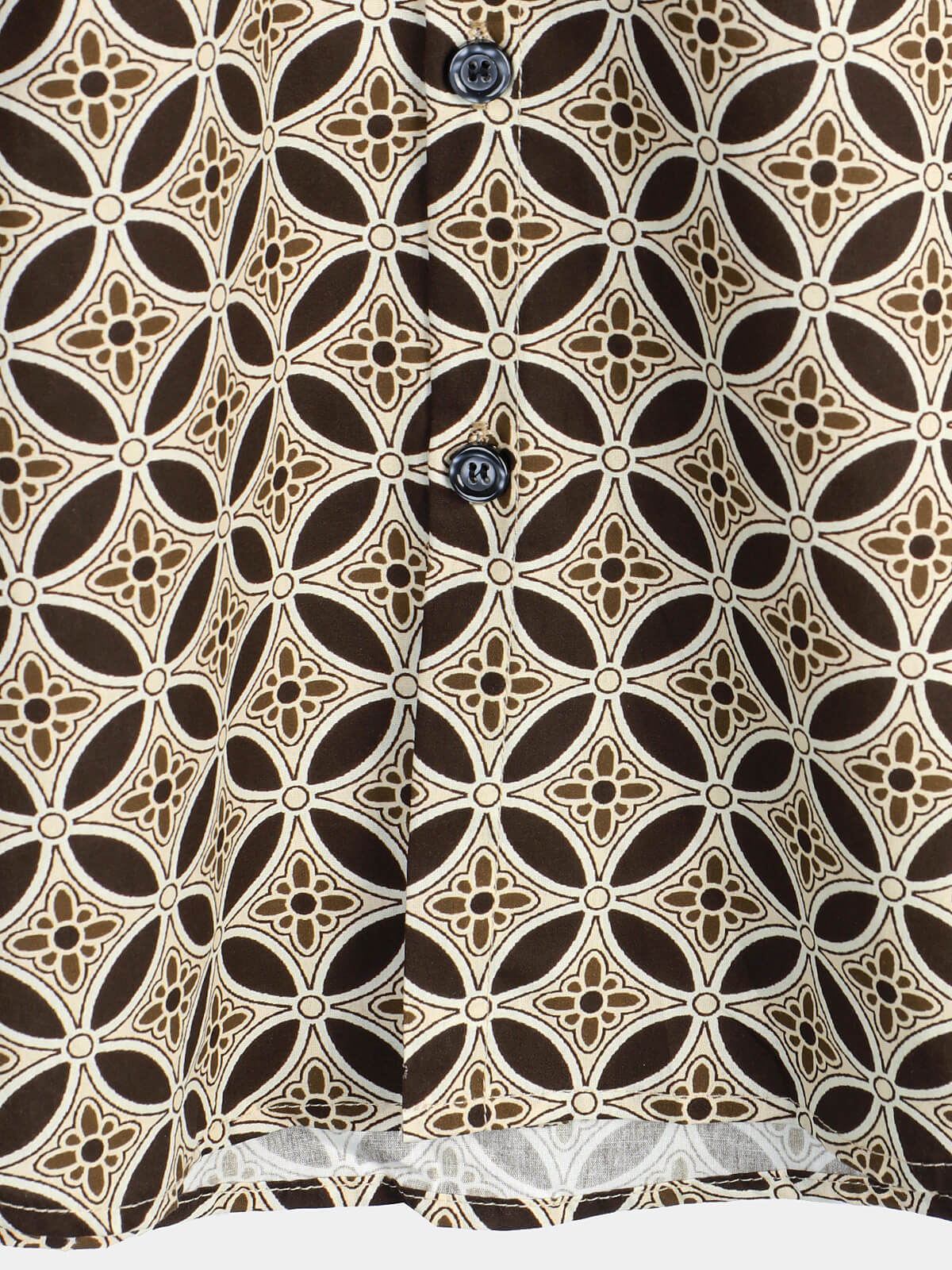 Khaki Short-Sleeved Shirt with Geometric Floral Pocket for Men