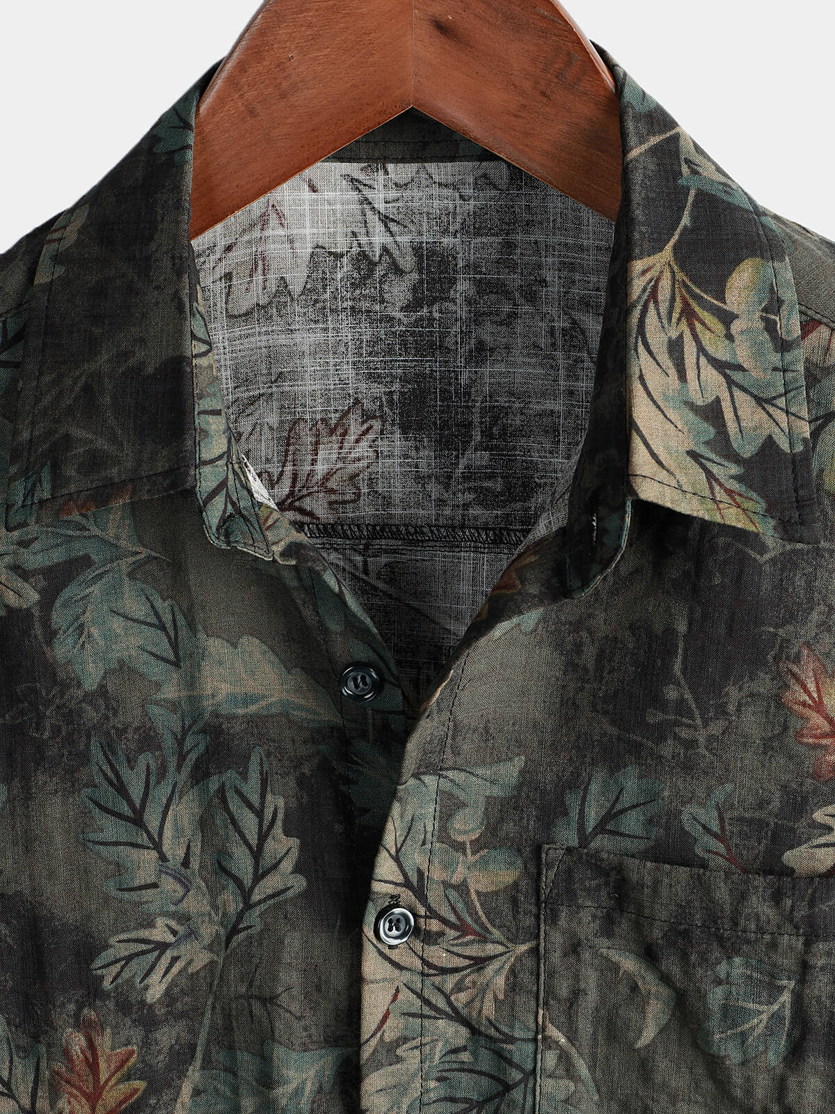 Retro Short Sleeve Button-Up Hawaiian Beach Shirt for Men in Cotton