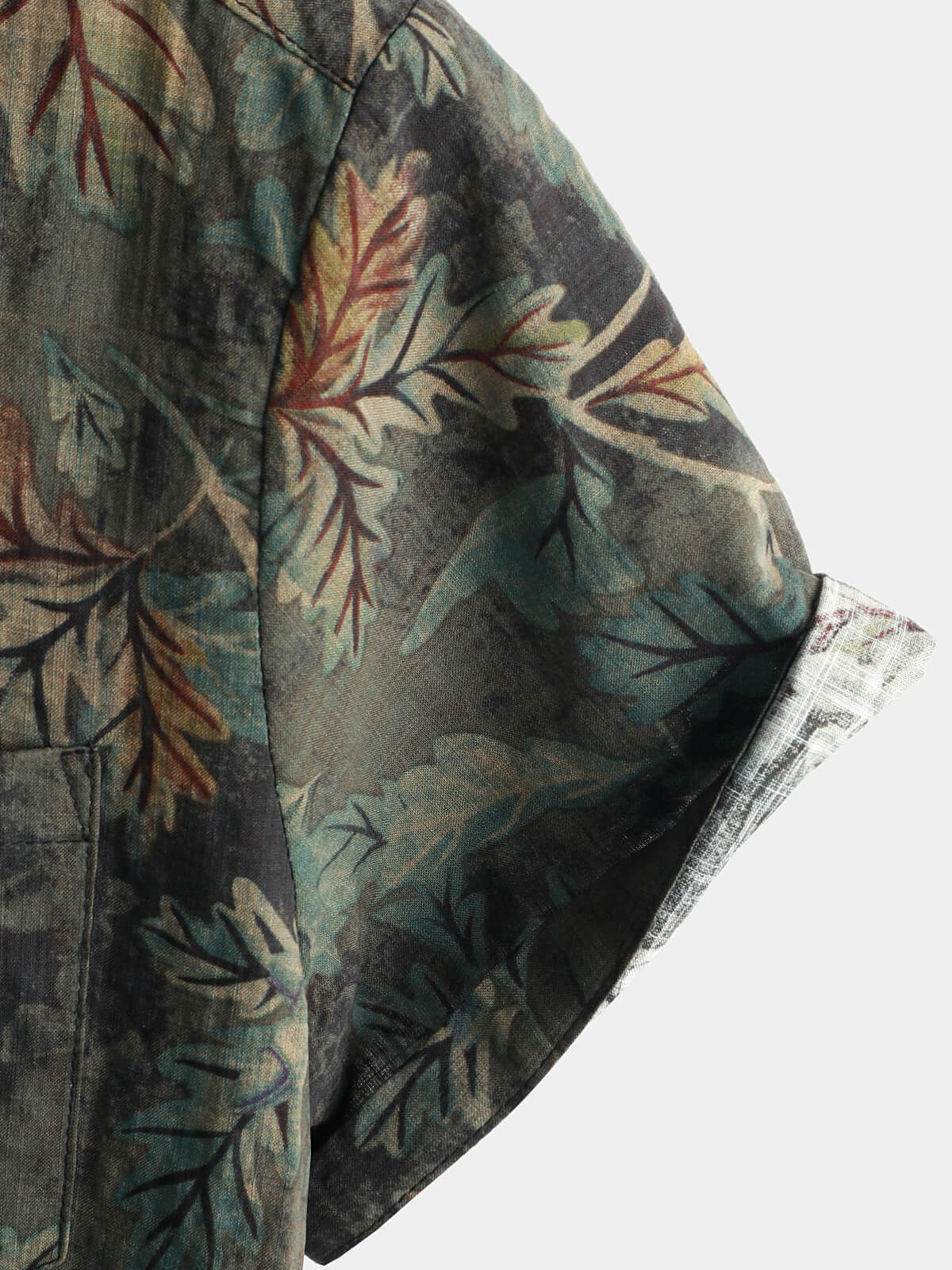 Retro Short Sleeve Button-Up Hawaiian Beach Shirt for Men in Cotton
