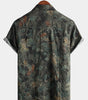 Retro Short Sleeve Button-Up Hawaiian Beach Shirt for Men in Cotton