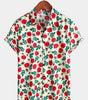 Men's Breathable Cotton Printed Pink Short-Sleeve Summer Shirt