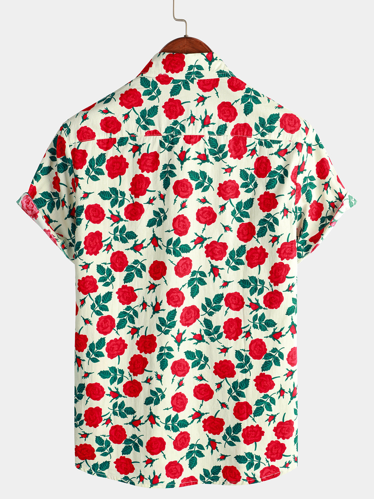 Men's Breathable Cotton Printed Pink Short-Sleeve Summer Shirt