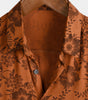 Men's Brown Floral Print Breathable Short-Sleeve Button-Up Shirt