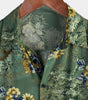 Men's Short Sleeve Shirt, Retro, Floral, Green, Summer Holidays