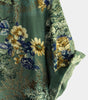 Men's Short Sleeve Shirt, Retro, Floral, Green, Summer Holidays