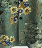 Men's Short Sleeve Shirt, Retro, Floral, Green, Summer Holidays
