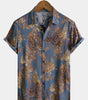 Men's Short Sleeve Summer Shirt in Retro Print Rayon